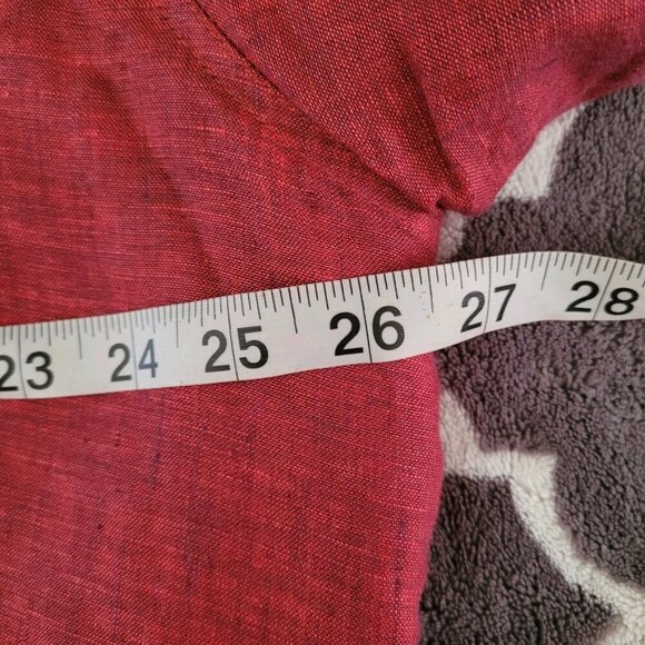 FABINDIA Shirt Mens Size 46 Red Henley Lightweight 100% Linen Short Sleeve Beach - Picture 5 of 6